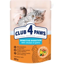 Упаковка влажного корма Club 4 Paws Sensitive Digestion Кусочки с курицей в соусе для взрослых кошек с чувствительным пищеварением 24х80 г (4820215369282): Тип Влажный корм