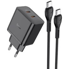 Зарядное устройство Hoco Wall Charger N35 Streamer 2xUSB-C 45W Black with USB-C Cable: Особенности USB-C