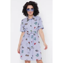 Платье FashionUp PL-1767I-42 42 синее повседневное до середины бедра: Состав Хлопок