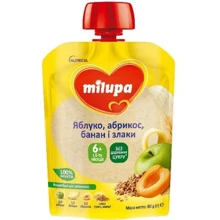 Пюре фруктовое Milupa Яблоко-Абрикос-Банан-Злаки 80г от 6 мес.: Вид Фруктово-злаковое