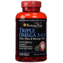 Puritan's Pride Triple Omega 3-6-9, Омега 3-6-9 масло льону огірочника і риби 120 гелевих капсул: Тип Омега 3-6-9