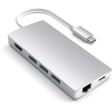 Адаптер Satechi Adapter USB-C to USB-C+RJ45+HDMI+3xUSB3.0 Silver (ST-TCMA2S): Колір сріблястий