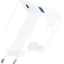 Зарядний пристрій Proove Wall Charger USB-C+USB Silicone Power 45W White: Особливості Быстрая зарядка, USB-C, Power Delivery (PD)