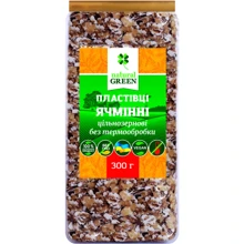 Хлопья ячменные цельнозерновые без термообработки, Natural Green, 300 г (WT3200): Вес нетто 300 г