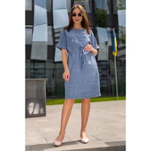 Платье FLFashion Вихрь ФПВ 3042 46 синее повседневное удлиненное миди: Состав Лен