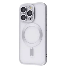 Чехол для iPhone TPU Case Metal Matte Case with Magnetic Ring White Titanium for iPhone 16 Pro Max: Цвет серый