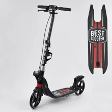 Самокат двухколесный Best Scooter PU колеса, 2 амортизатора, зажим руля, ручной тормоз Black/Red (99644): Количество колес 2