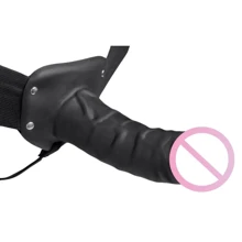 Страпон Hollow Silicone Strap On Dildo with Elastic Straps - Black: Для кого Для мужчин