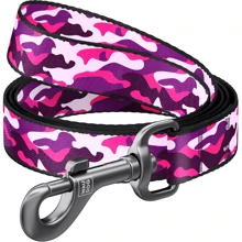 Поводок WAUDOG Nylon, рисунок "Розовый камо" 15 мм 122 см розовый (4866): Тип Поводок