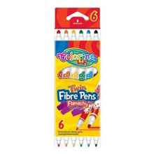 Фломастери Colorino двосторонні Fibre Pens 6 шт і 6 кольорів, (13437PTR / 1): Тип На водній основі