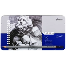 Карандаш простой Marco 1015-12TN Chroma (2H*9B) 12 шт., в металлическом пенале: Тип Простые