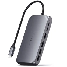 Адаптер Satechi Adapter M1 USB-C to 2xUSB-C+2xUSB+2xHDMI Space Gray (ST-UCM1HM): Колір серебристый