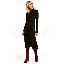 Платье H&M 4427884 44 черное повседневное удлиненное миди: Состав Вискоза