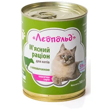 Вологий корм для котів Леопольд М'ясний раціон з яловичиною 360 г х 8 шт. (4820185490450-8): Тип вологий корм