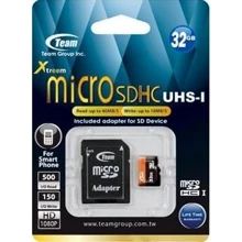 Карта памяти Team 32GB microSDHC UHS-I U1 + adapter (TUSDH32GUHS03): Тип карты microSDHC