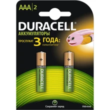 Аккумуляторы Duracell никель металлгидридные AAA HR03 750 мАч 2шт.: undefined undefined