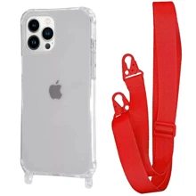 Чехол для iPhone WAVE Clear Case with Strap Red for iPhone 15 Pro: Цвет красный
