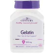 21st Century Gelatin, 600 mg, 100 Capsules: Тип желатин