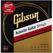 Струна для гитар Струны для акустических гитар GIBSON SAG-PB12L PHOSPHOR BRONZE ACOUSTIC GUITAR STRINGS 12-STRING 12-53/12-30: Тип Комплект струн