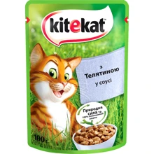 Влажный корм Kitekat Natural Vitality для кошек с телятиной в соусе 24х100г : Тип паучи
