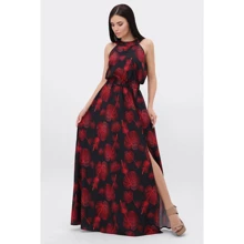 Сарафан FashionUp SRF-1814B-48 48 черный повседневный длинный макси: Состав Полиэстер, Шелк, Эластан