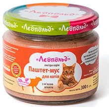 Влажный корм для кошек Леопольд Паштет-мусс с ягненком упаковка 300 г х 6 шт. (4820185490337-6): Тип паштет