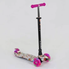 Самокат трехколесный MAXI "Best Scooter" пластмассовый, трубка руля алюминиевая Pink/White/Black (74301): Количество колес 4