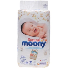 Подгузники Natural Moony NB, 66 шт., 0-5 кг (4903111213467): Тип Подгузники