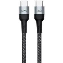 Кабель WIWU Cable USB-C to USB-C Cyclone PD 100W 1.5m Black (F15): Тип USB-C - USB-C