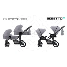 Универсальная коляска для двойни Bebetto B 42 SIMPLY (01) светло-серый (505.36.19.001): Тип коляски коляска для двойни