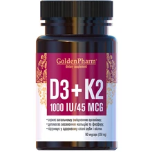 Голден-Фарм Vitamin D3+K2 Витамин Д3+K2 350 мг 90 капсул: Тип Витамин D