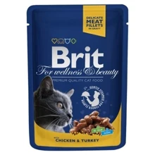 Вологий корм для кішок з куркою та індичкою Brit premium Pouches with chicken and turkey 100 г (8595602506019): Тип вологий корм