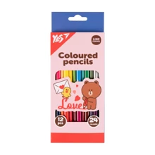 Олівці кольорові Yes 12 шт 24 кольори Line Friends Choco love (290746): Тип Цветные