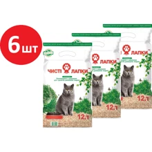 Наполнитель туалетов Чистые лапки древесный Стандарт 3 кг х 6 шт. (72 л) (4820137810015-6): Вид Древесный