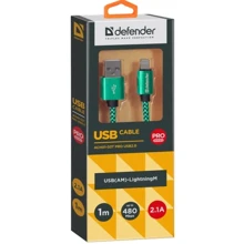 Кабель Defender USB Cable to Lightning 2.1A 1m Green (87810): Тип USB Cable - Lightning