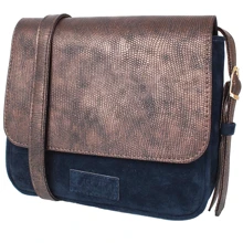 Женская сумка почтальонка Laskara темно-синяя (LK10189-bronze-navy): Пол Женский