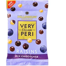 Драже Millennium Raisins Very Peri родзинки в чорному білому та молочному шоколаді 100 г (4820240034223): Вага, г 100