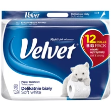 Туалетная бумага Velvet Soft White трехслойная 150 отрывов 12 рулонов (5901478999092): Количество рулонов, шт 12