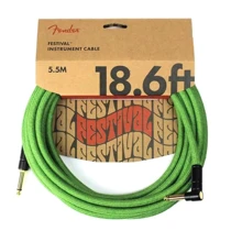 Кабель инструментальный FENDER 18.6' ANGLED FESTIVAL INSTRUMENT CABLE PURE HEMP GREEN: Производитель Fender