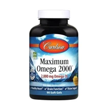 Carlson Labs Maximum Omega 2000 2,000 mg 90 Soft Gels Natural Lemon Flavor Максимум Омега: Тип Омега 3