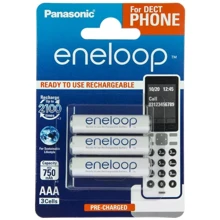 Panasonic Eneloop AAA 750mAh NI-MH Dect Series * 3 (BK-4MCCE/3DE): undefined undefined