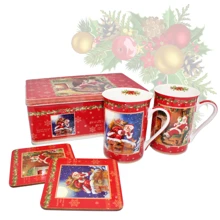 Набір Jingle bells 2 шт + пробкові підставки у металевій коробці 2 шт (h 10 см 250 мл) (880-9001): Виробник Noname
