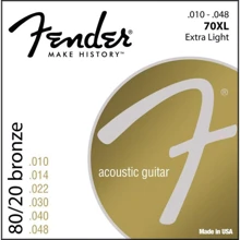 Струна для гитар Набор струн для акустической гитары Fender 70 XL , в комплекте - 6 струн, размер - .010-.048, материал - бронза.: Тип Комплект струн