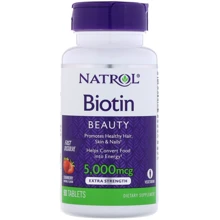 Natrol Biotin Strawberry 5,000 mcg 90 Tabs Биотин со вкусом клубники: Тип Витамин B