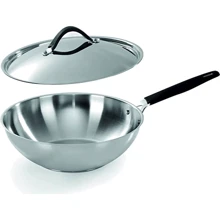 Сковорода Barazzoni 33 Carati Inox Wok с крышкой 28 см (170156128): Тип сковороды ВОК