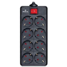Сетевой фильтр REAL-EL REAL-EL RS-8 PROTECT, 1.8m, black (EL122300021): Количество розеток, шт 8