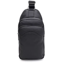 Чоловіча сумка-слінг Borsa Leather через чорне плече (K1a1003bl-black): Стать Мужской