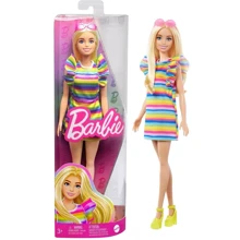 Лялька Barbie Модниця з брекетами в смугастій сукні (HPF73): Вік от 3 лет