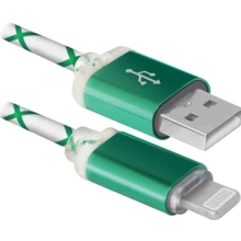 Кабель Defender LED backlight USB Cable to Lightning 2.1A 1m Green (87553): Тип USB Cable - Lightning