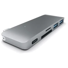 Адаптер Satechi Adapter Passthrough USB-C to USB-C+micro SD+SD+2xUSB3.0 Space Gray (ST-TCUPM): Цвет серый